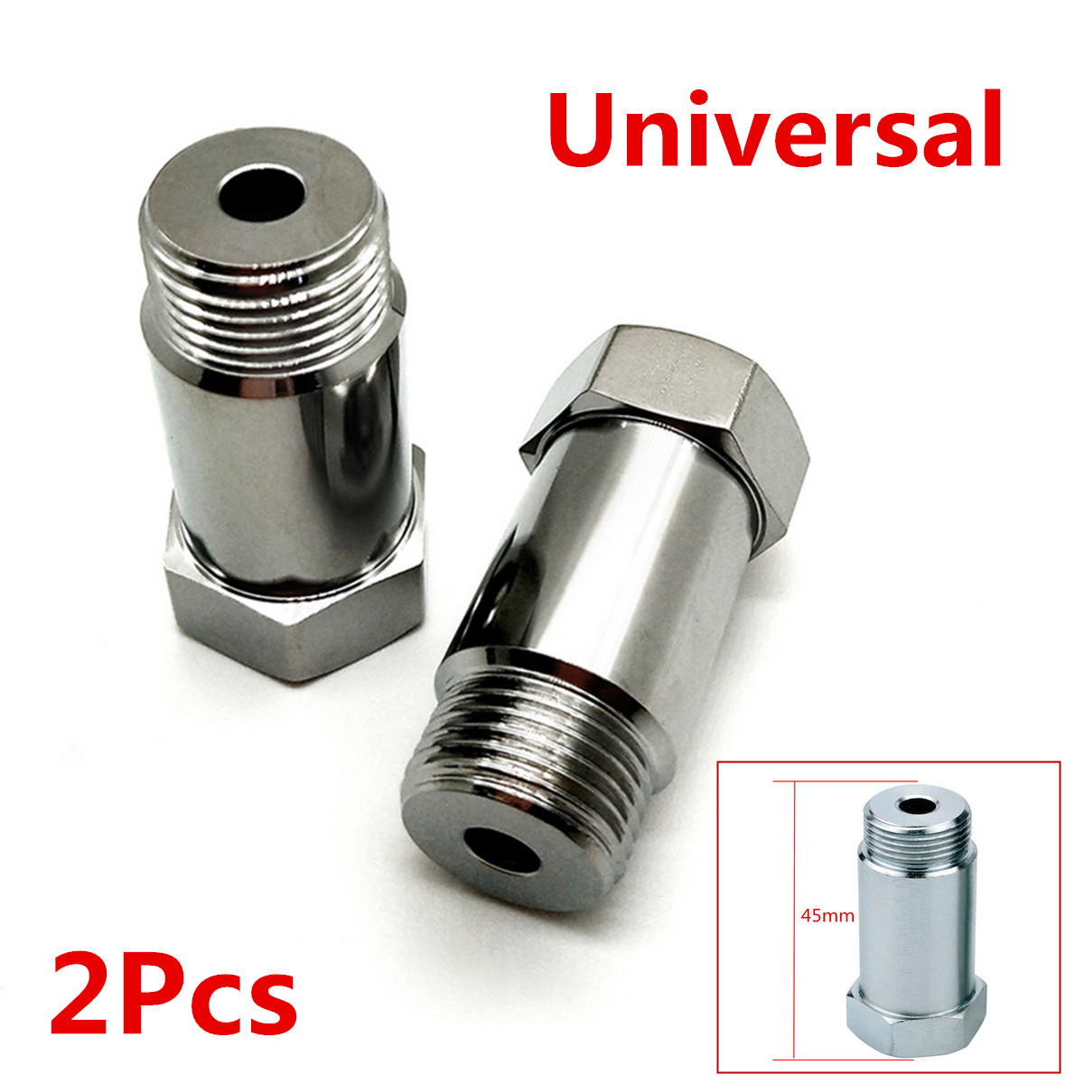 2Pcs Universal 45mm Steel M18x1.5 O2 Oxygen Test Pipe Extension Spacer CEL Fix