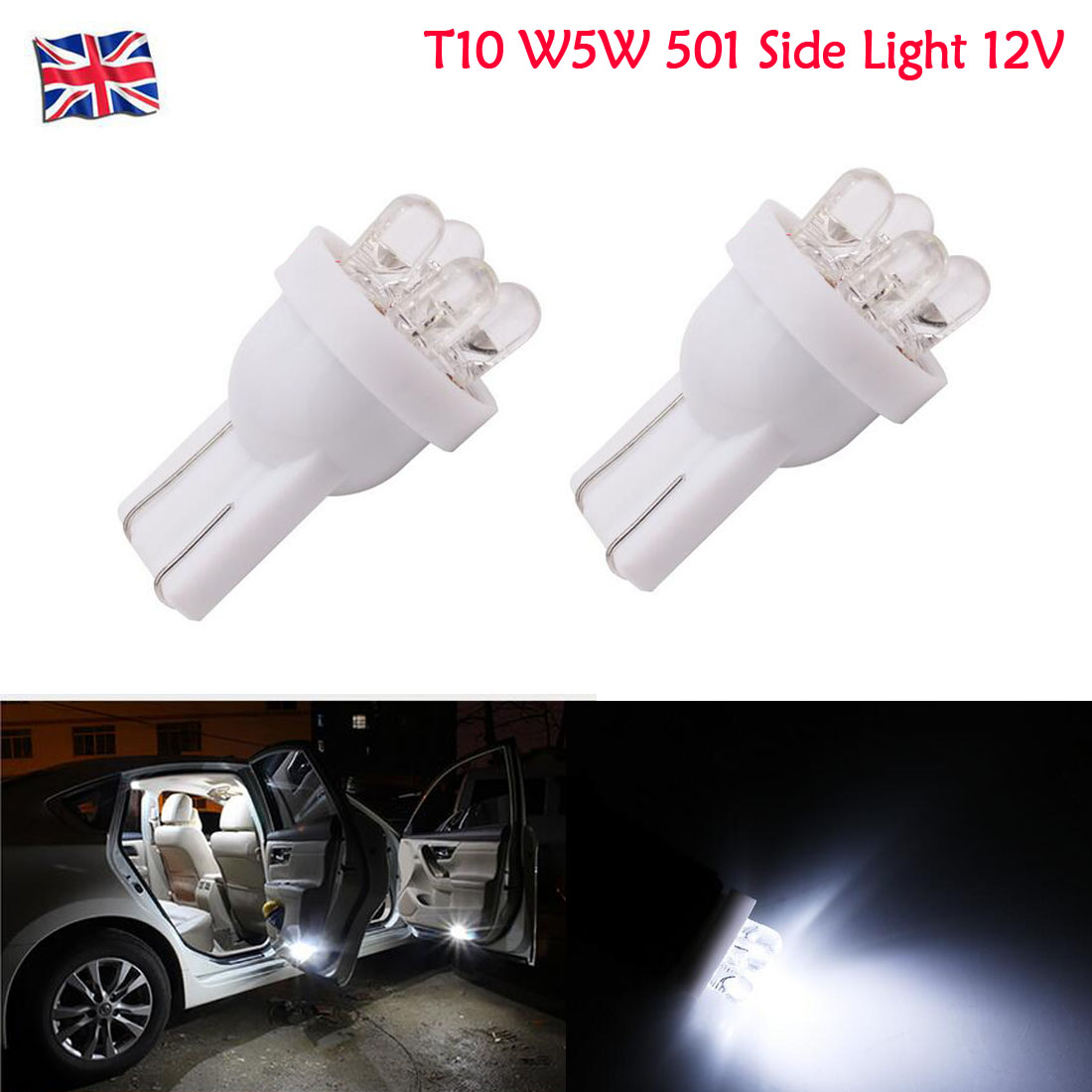 T10 w5w 501 DEL Canbus 57 SMD CREE Bright White Car Interior Side Light Bulbs