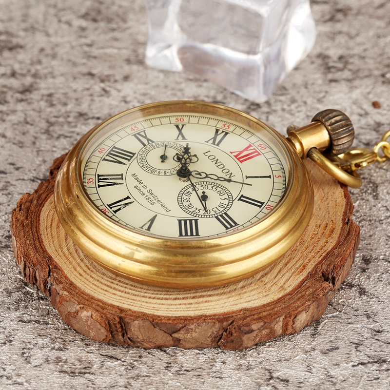 Antique Style Copper London 1856's 5 Hands Mechanical Pocket