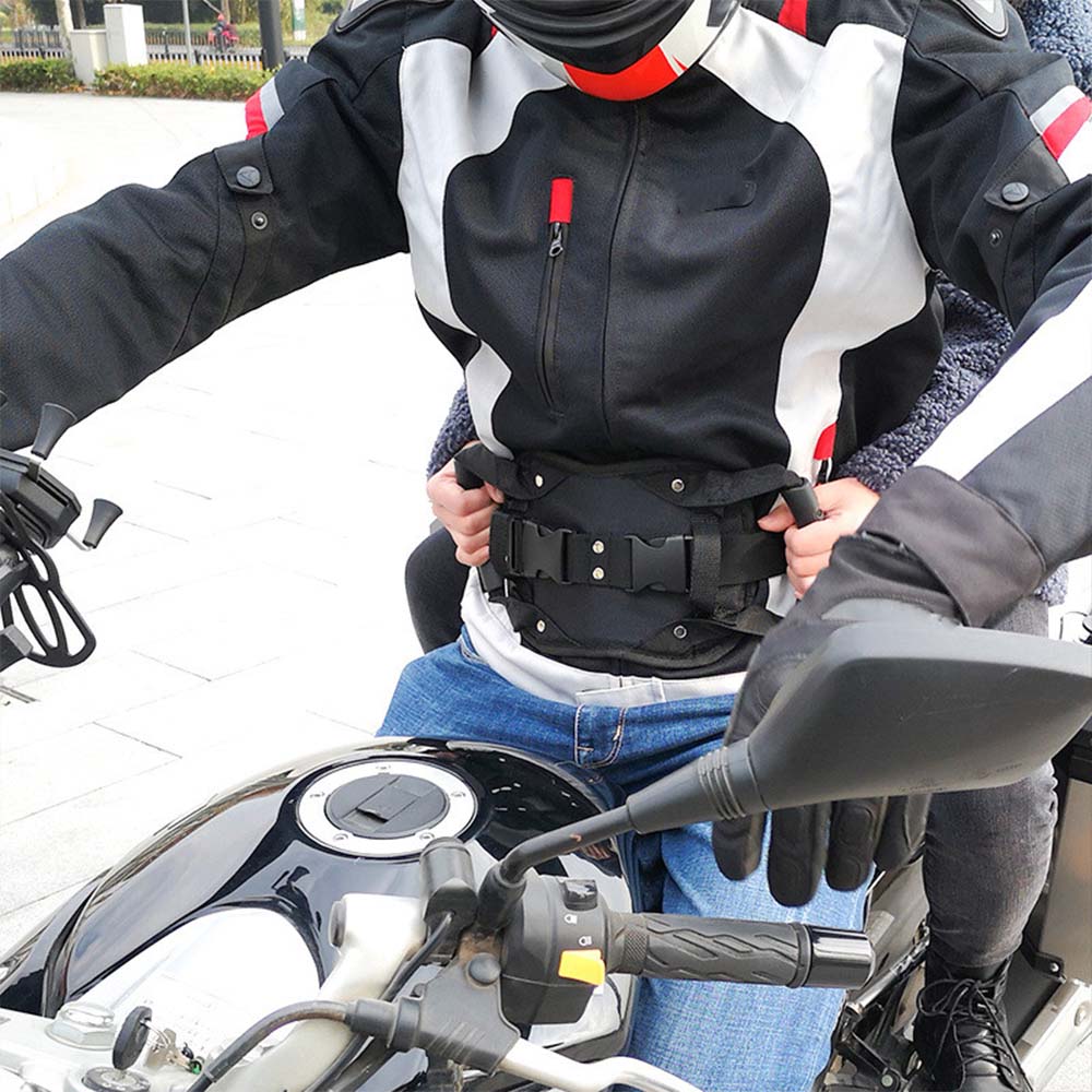 BIKING Motorrad-Sicherheitsgurt, Schwarzer Motorrad-Sicherheitsgurt  Elektromobiler Rücksitz-Sicherheitsgurt-Griff für Motorrad-Beifahrer
