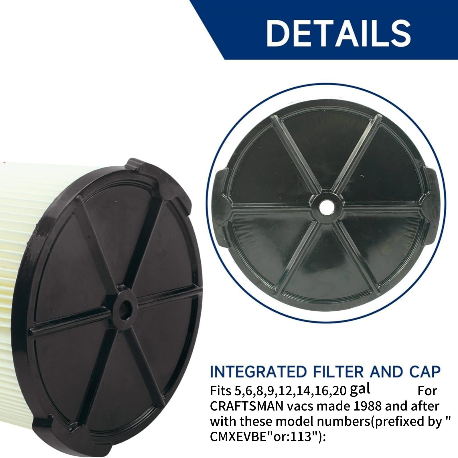 CMXZVBE38754 Vacuum Cleaner Filter For Craftsman Vacs Made 1988