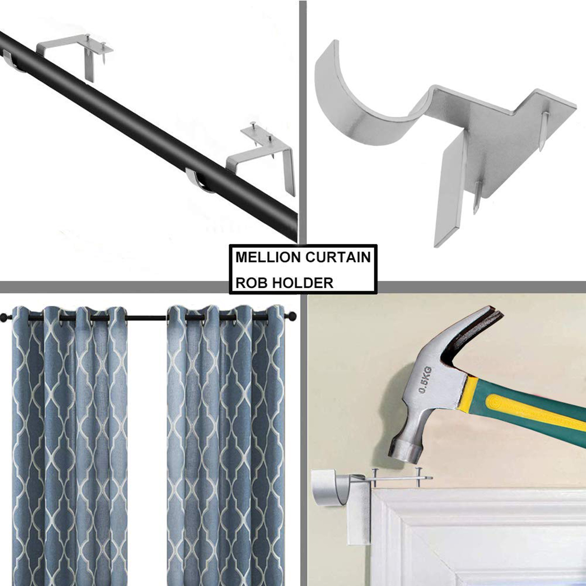 2Pcs Single Hang Curtain Rod Holders Tap Right Window Frame Curtain Rod Bracket eBay