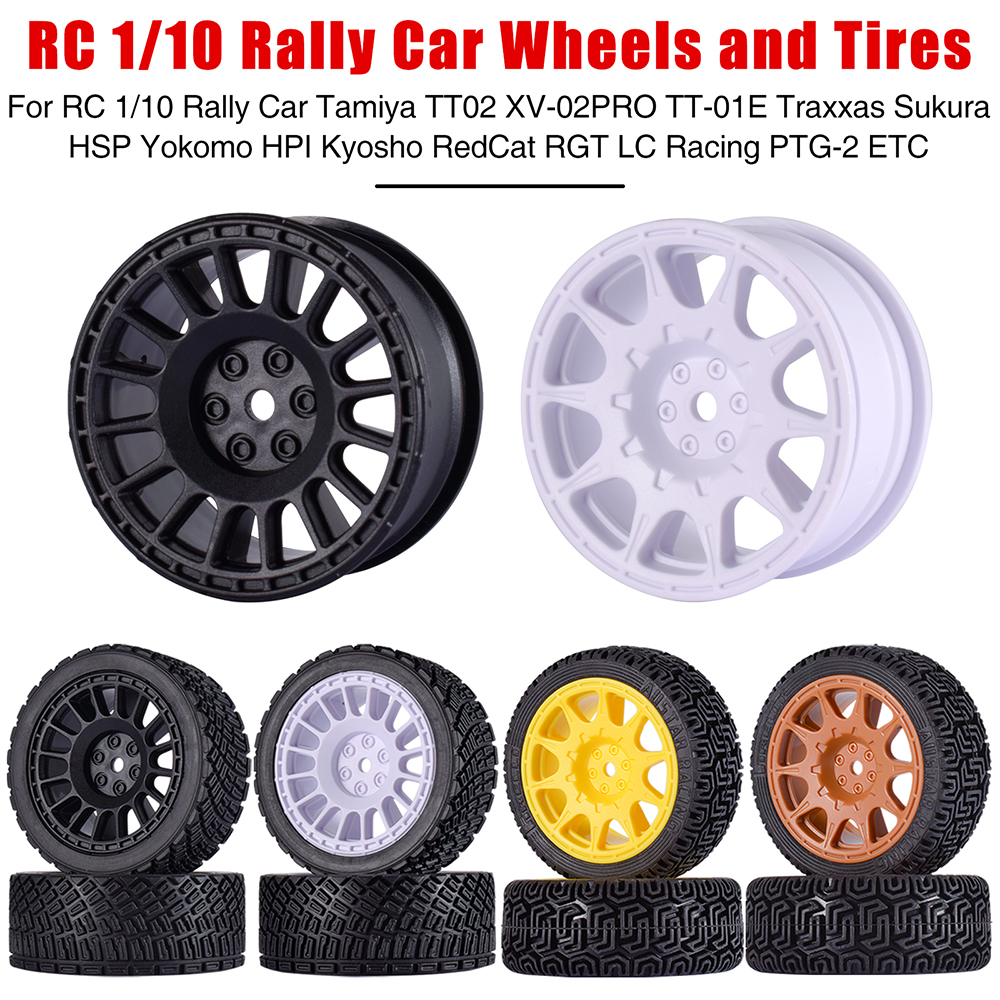 4x12mm Hex RC Wheels Tire for 1/10 Rally Racing Car Tamiya