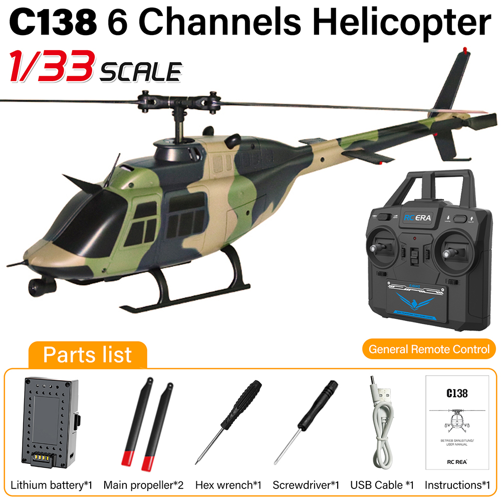 RC ERA C138 Bell-206 RC Helicopter 1/33 3D 6CH Gyro Optical Flow