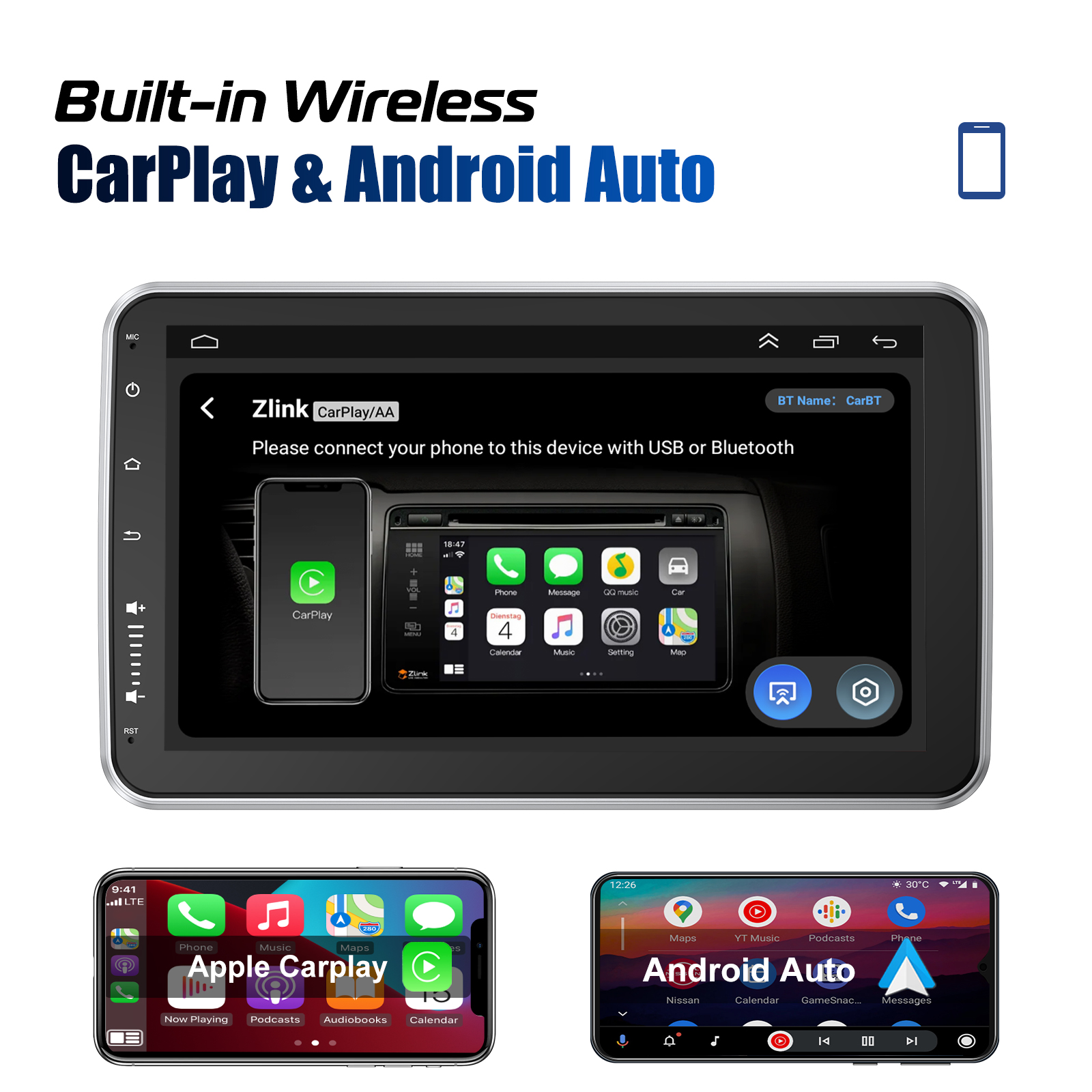 10.1 Rotatable Car Stereo Radio 1 DIN Android 14 Auto Carplay 10.1 Rotatable Car Stereo Radio 1 DIN Android 14 Auto Carplay