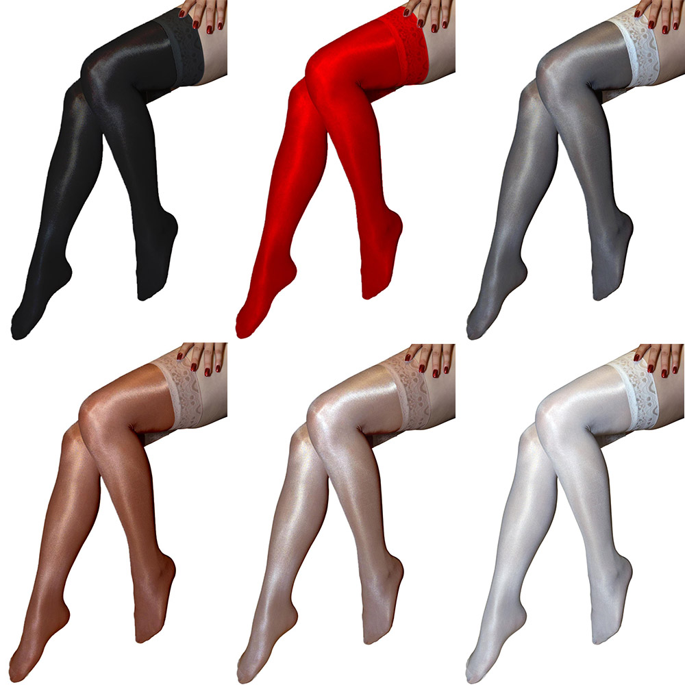 70d Women S Shiny High Glossy Hosiery Nylon Hold Up Tights Thigh High Stockings Ebay