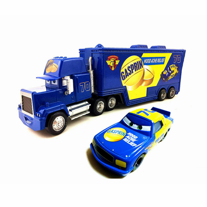 2-PACK DISNEY PIXAR CARS NO.70 GASPRIN HAULER TRUCK+CAR DIECAST