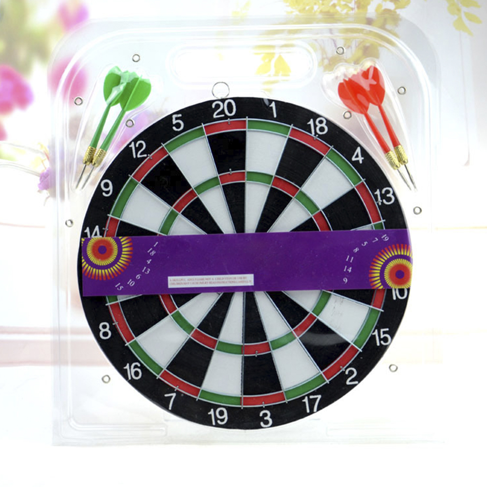 12 In Dart Board Sets Family Office Wood Dartboard Sports Exercise Game