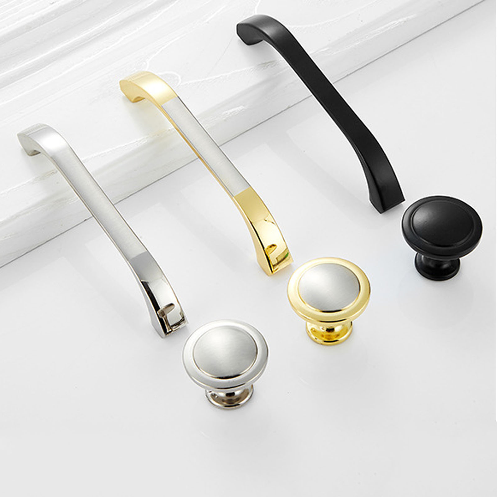 Gold Black Zinc Alloy Door Handles Cupboard Wardrobe Kitchen Cabinet ...