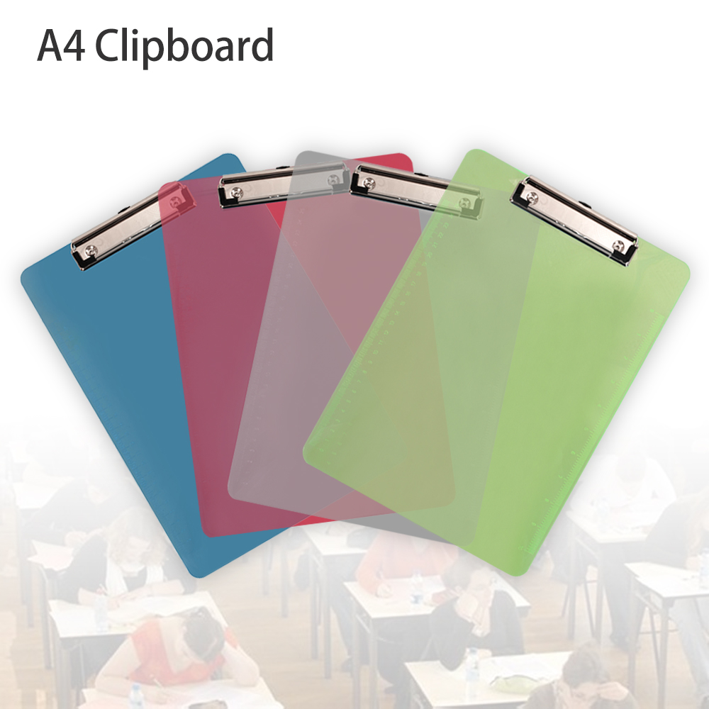 Colour Choice A4 PLASTIC Rigid Clipboard With Pen Holder