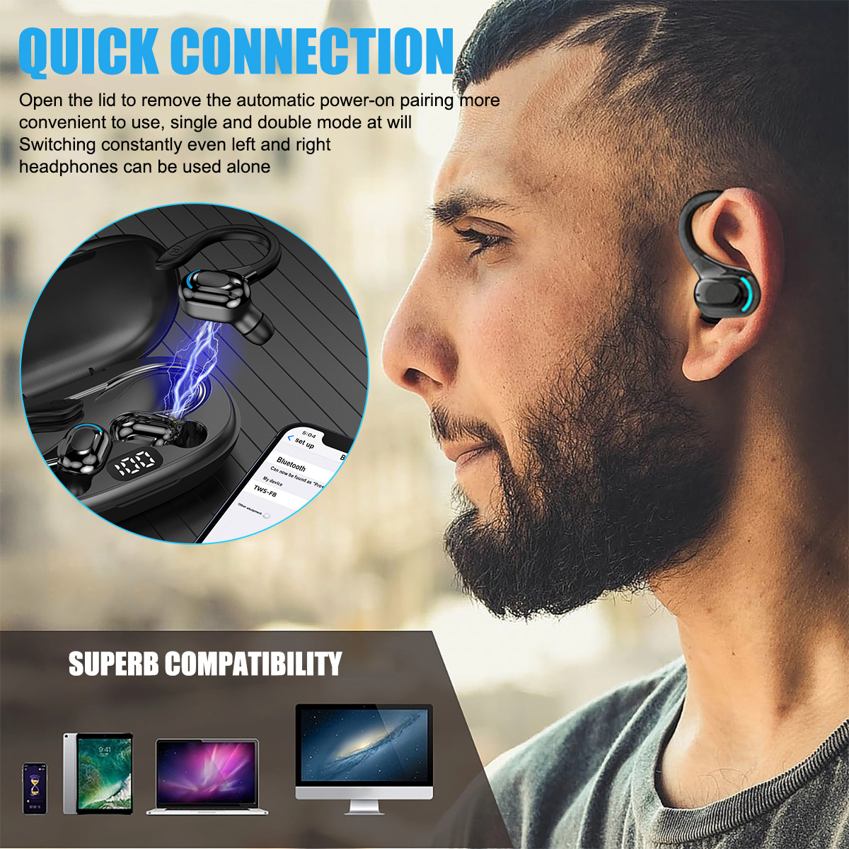 TWS Bluetooth 5.0 Headset Wireless Earphones Earbuds Sports Stereo Headphones