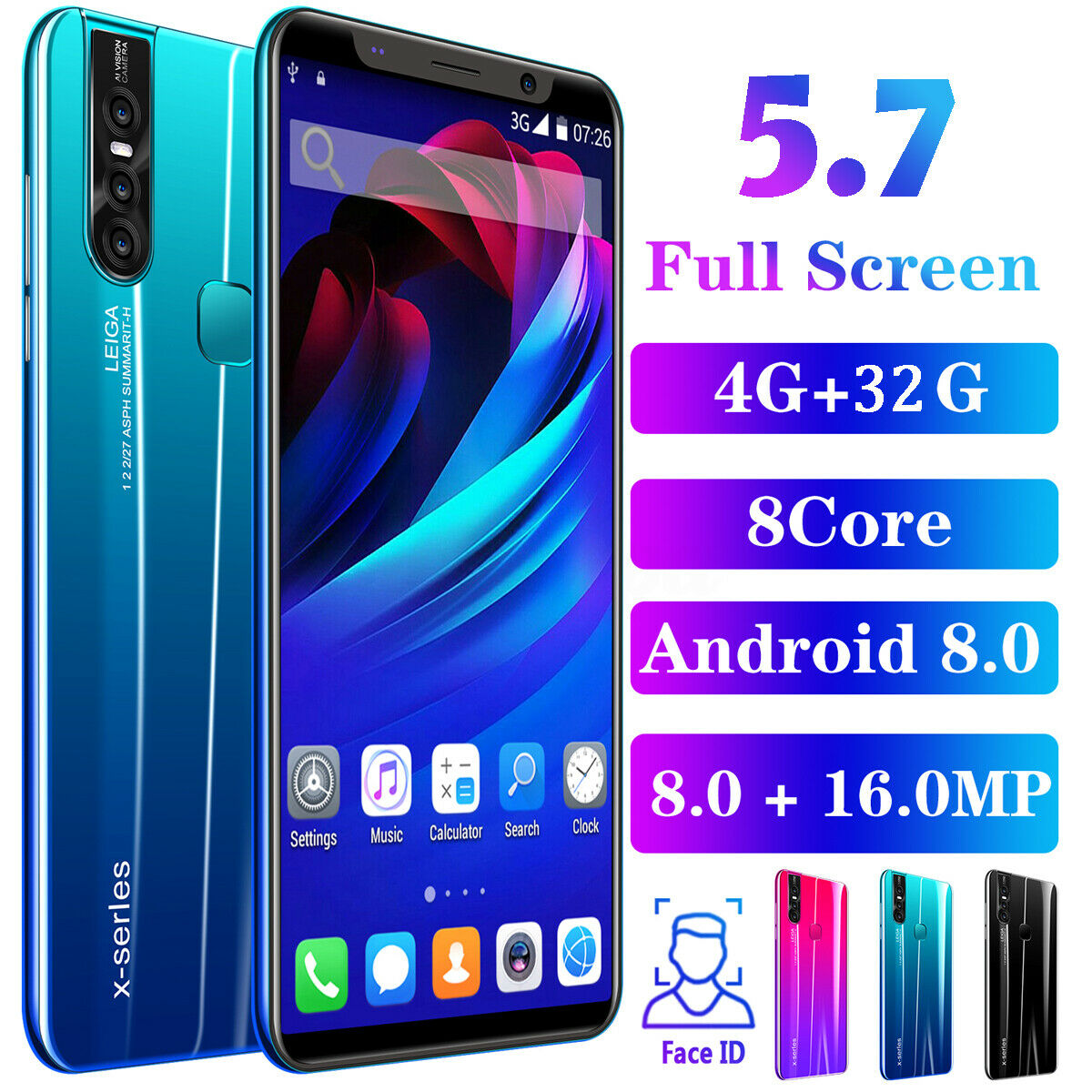 X27/X27 Plus Unlocked Smart Phone 5.0/5.7'' Android 8.0 HD Dual SIM