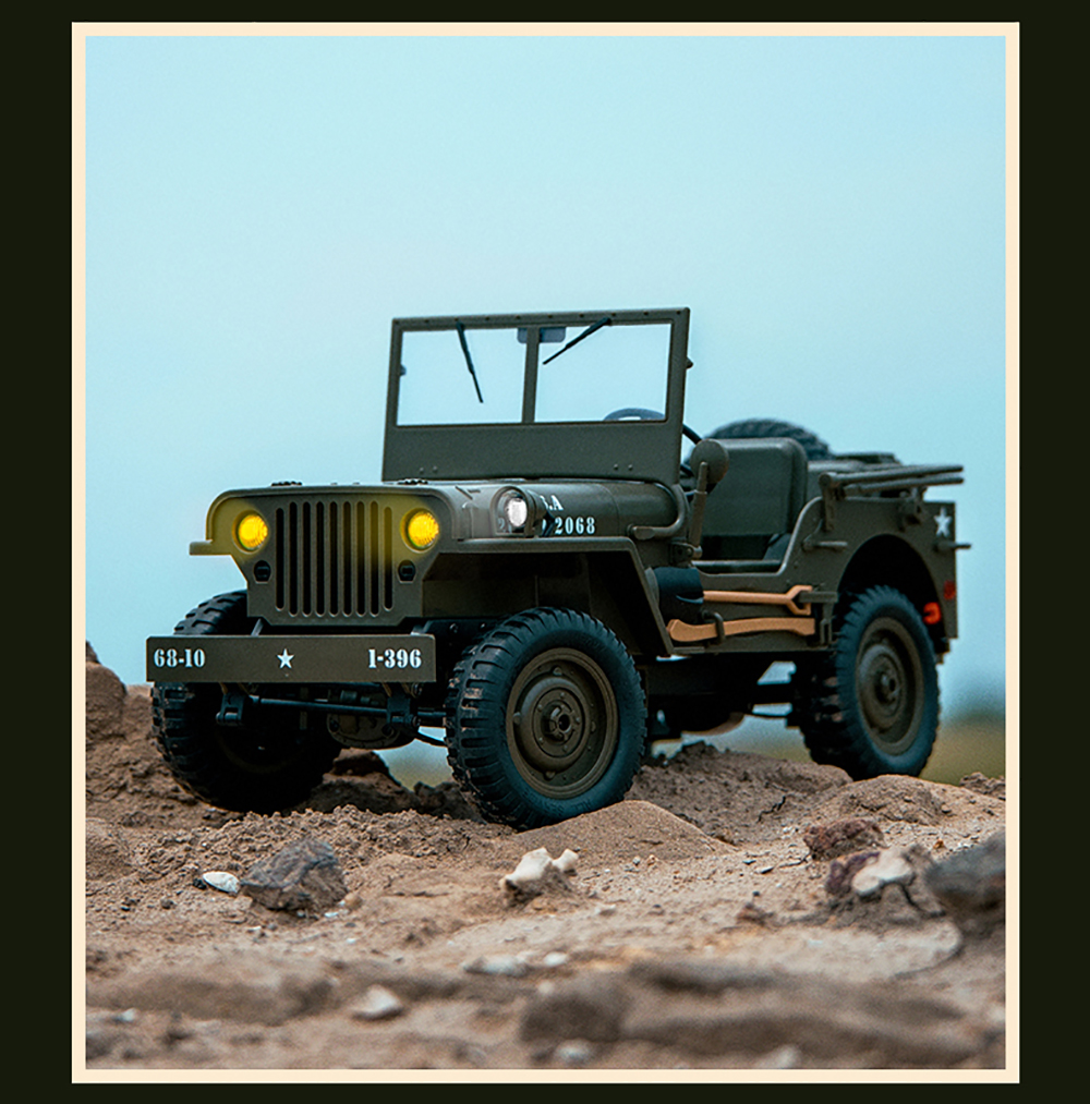 JJRC C8815 RC 2.4G 4WD Truck Winch Canvas Soldier Remote Military