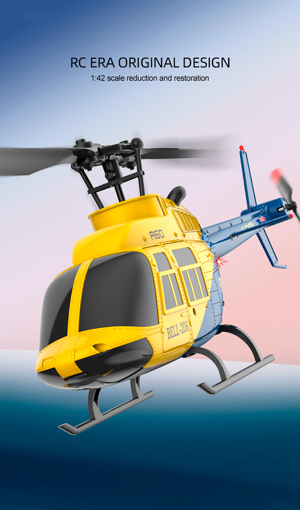 RC ERA A60 RC Helicopter BELL-206 4CH 6-Axis Gyro Brushless Remote