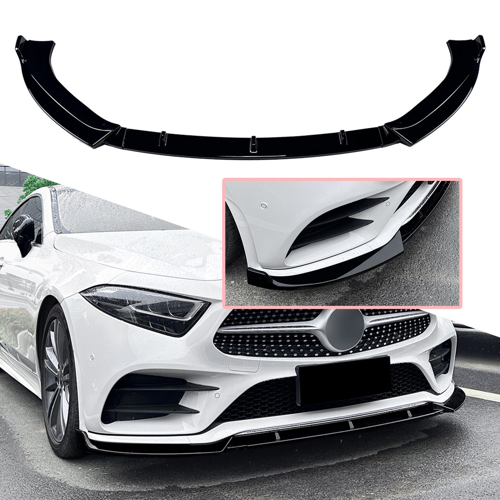 For Mercedes Benz CLS C257 2018-2021 Black Front Bumper Lip