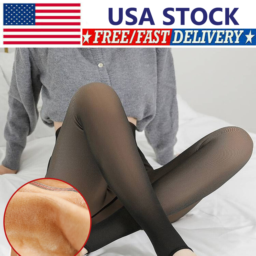 1pc Faux Sheer Skin Transparent Tights, Thickened Warm Winter