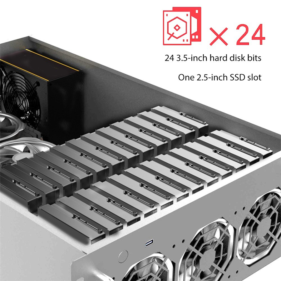 4U Mining Case 24 Hard Disk Bits Multi-drive Storage ATX