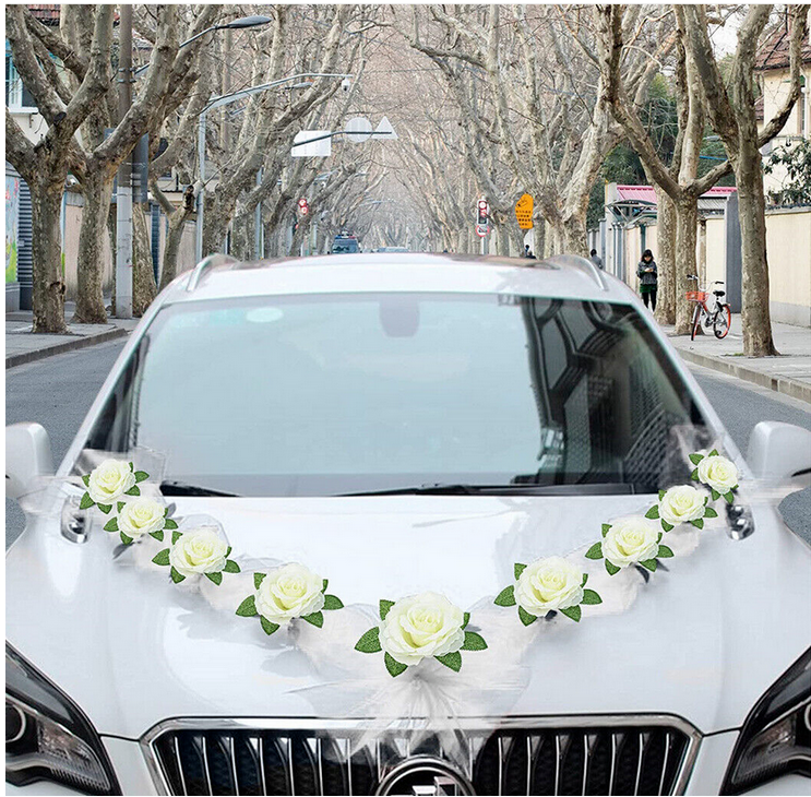 Autoschmuck Dekoration für Hochzeit,Braut Paar Rose Pfingstrose