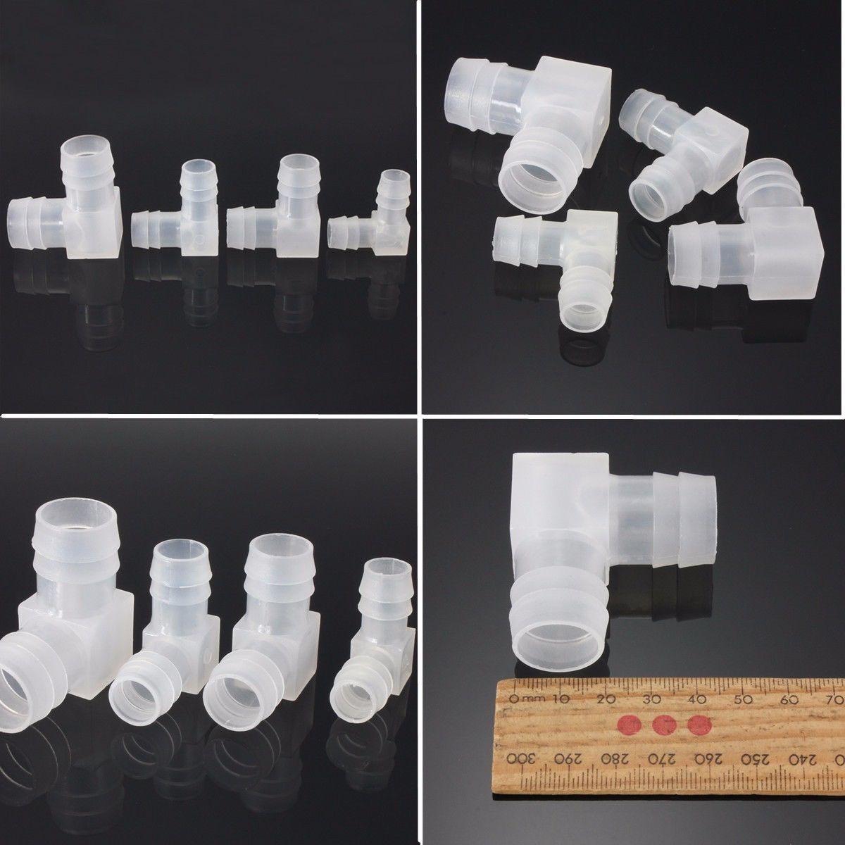 2PCS White Silicone Rubber PVC Plastic Hose Pipe Tube Connector Joiner