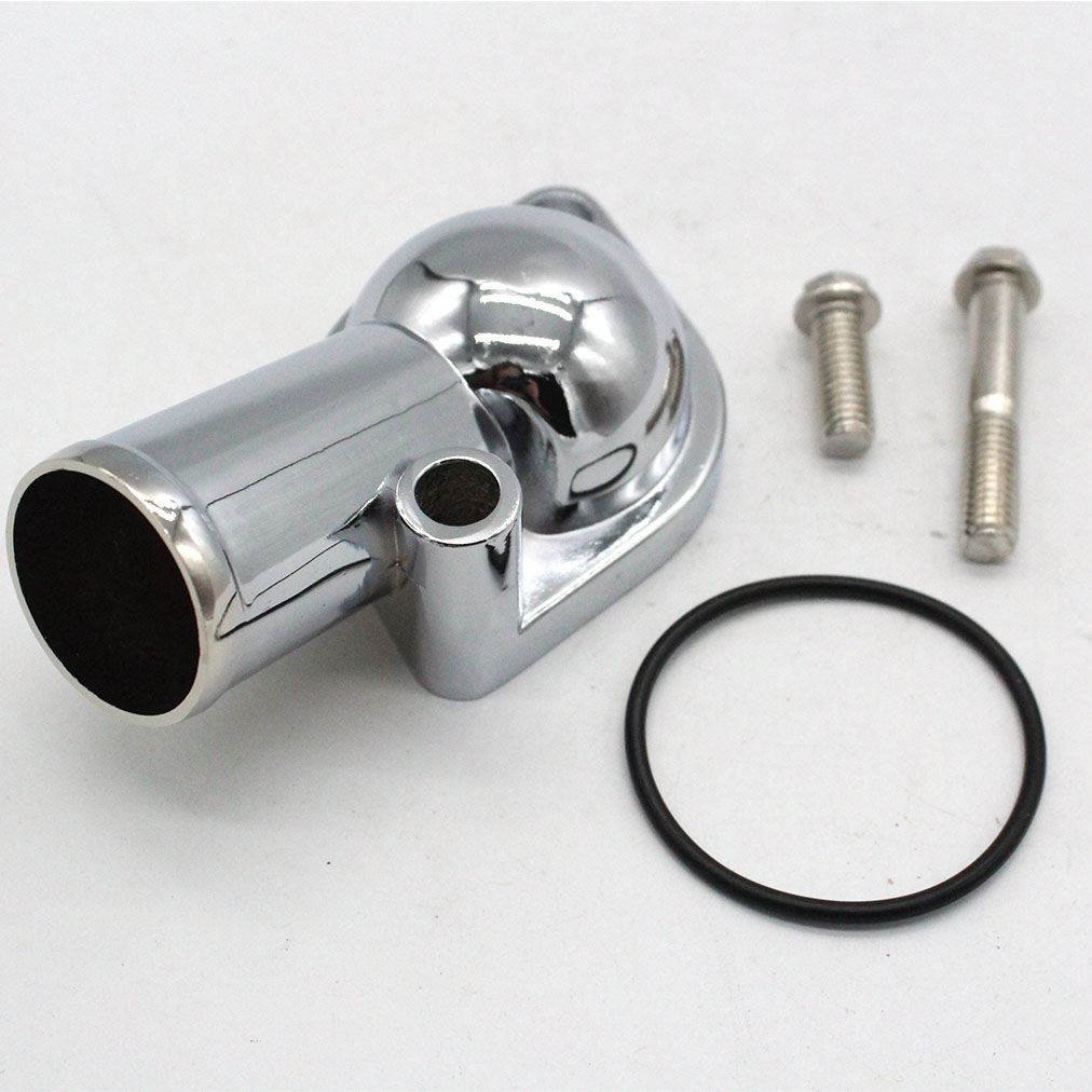 A-Team Performance Straight-Up Water Neck Thermostat Housing - Black Aluminum For SBC/BBC Chevy Engines