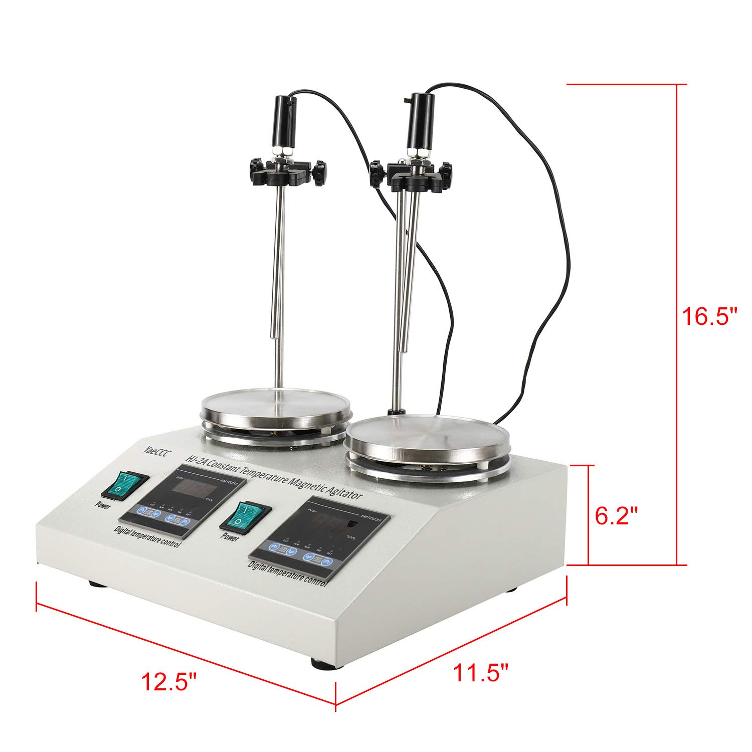 New Magnetic Stirrer 2 Heads Digital Lab Magnetic Mixer 0-1600 Rpm 110v 