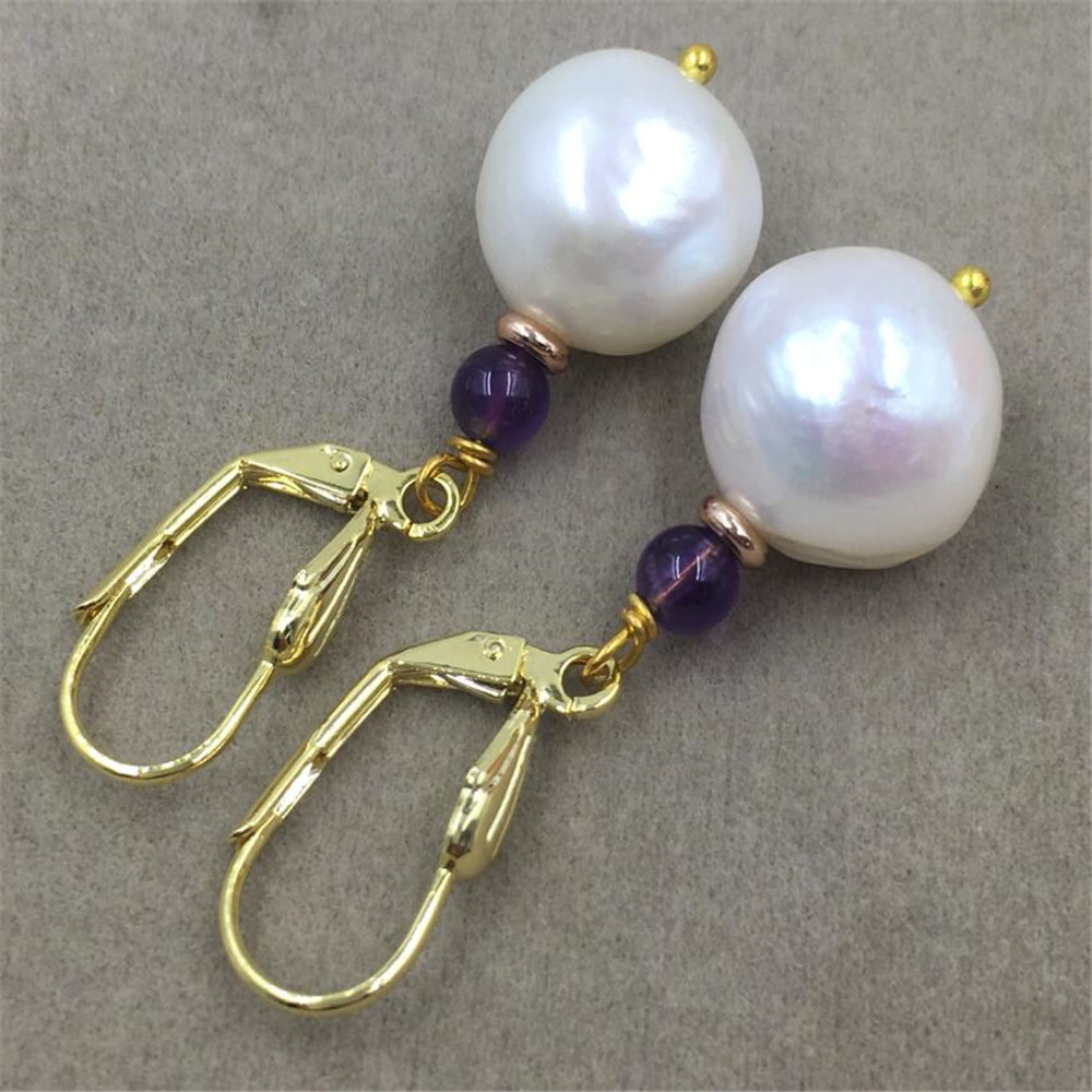 13-14MM HUGE baroque south sea pearl earrings Mesmerizing earbob party AAA