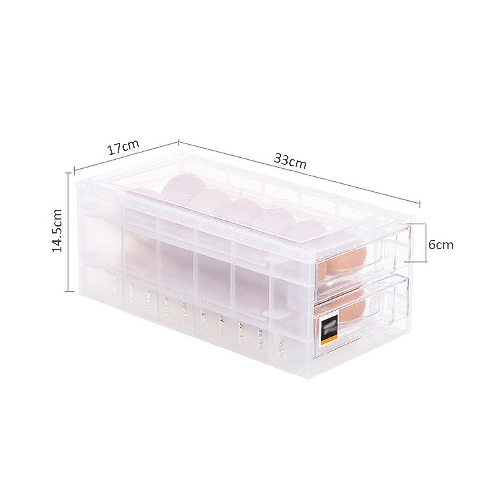 Homespace Double Layer Drawer Type Egg Storage Box 24 Grid Refrigerator Egg Crisper Home Kitchen Egg Tray Transparent White