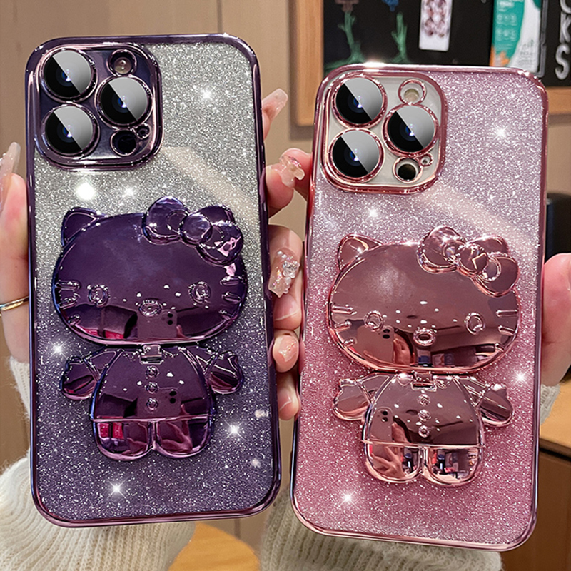 For iPhone 16 Pro Max 15 14 13 12 11 X Glitter Bling Hello