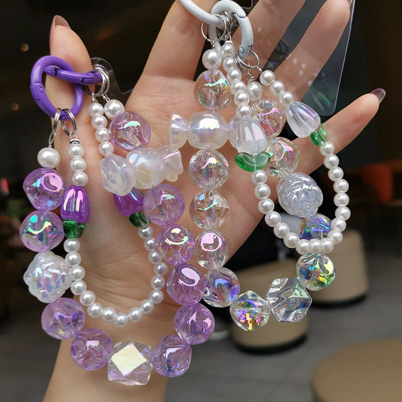 For iPhone 17 16 Pro Max Rope Phone Case Chain Bling Pearl Beads