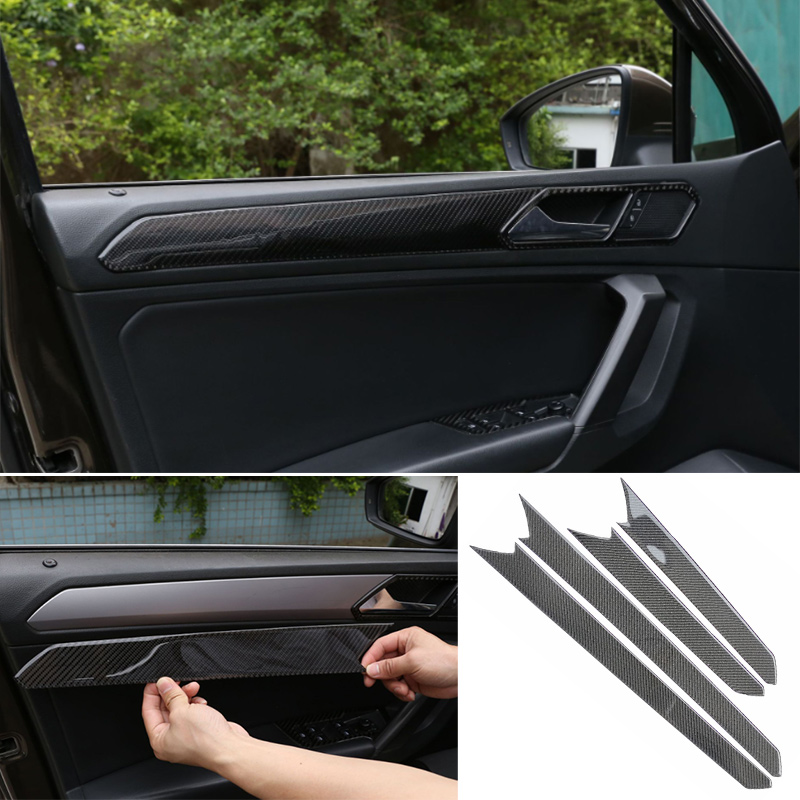 For Volkswagen Tiguan 20172021 Inner Door Panel Cover Trim Real Carbon