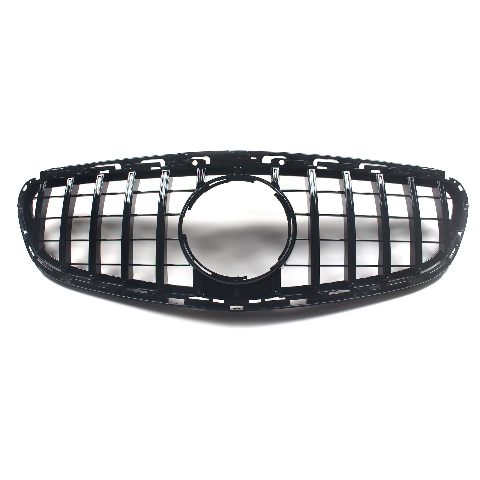Front Bumper Grille Grill Shiny Black For Benz 14-16 E-Class W212