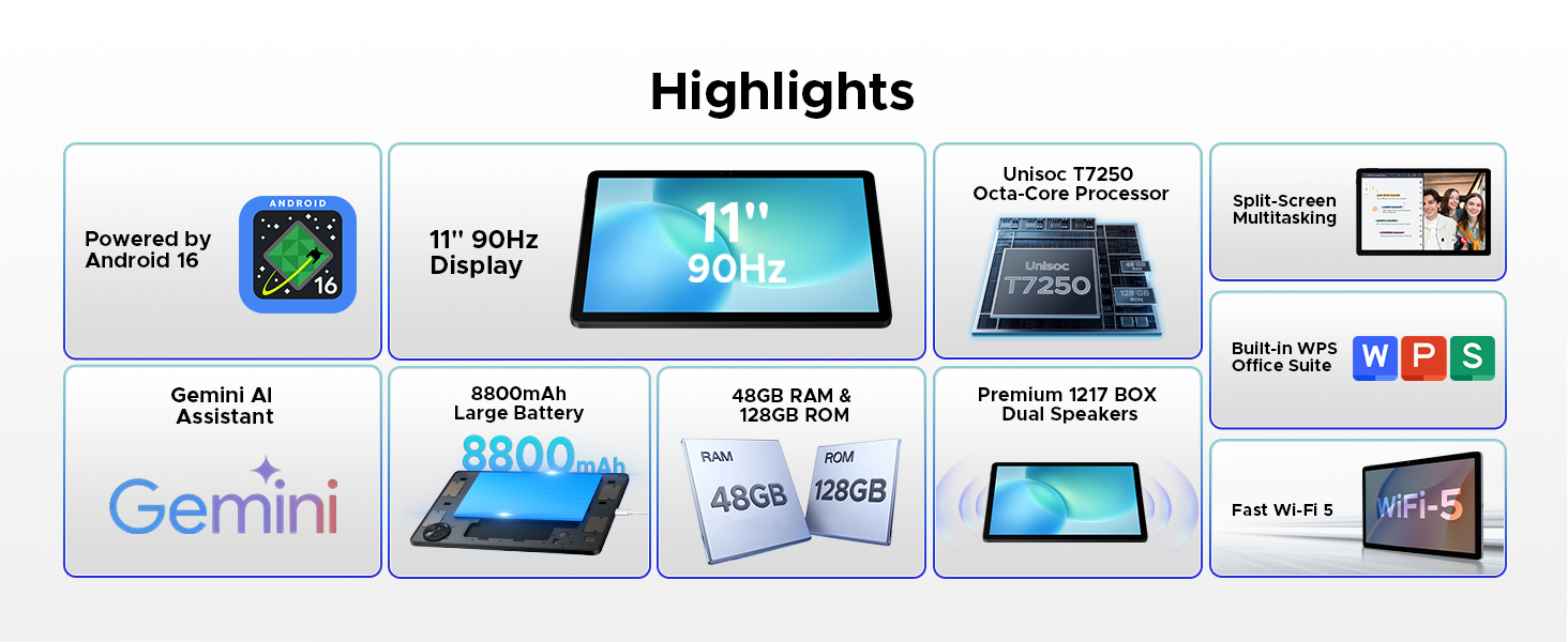 POCKAM P11 Android 16 Tablet 11 inch Tablet 48GB+128GB 8800mAh
