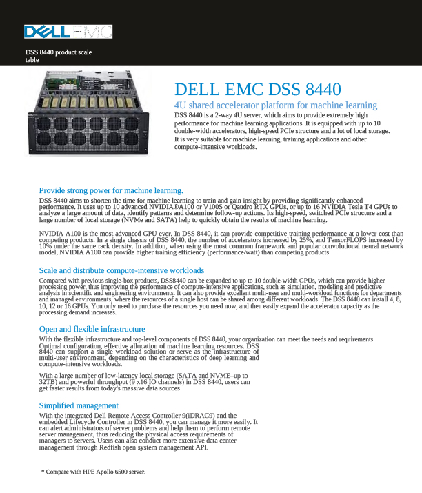 Dell DSS8440 Server/2Xintel 8180 CPU 28Core/16x32G 2666MHz/4x