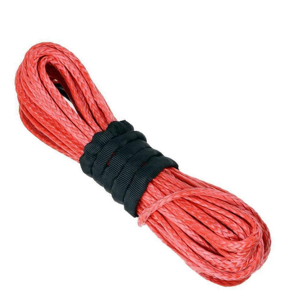 Red 10,000 Lbs Synthetic Winch Rope – 50ft Length, 6mm Thick, For 4WD, ATV, UTV & SUV Recovery