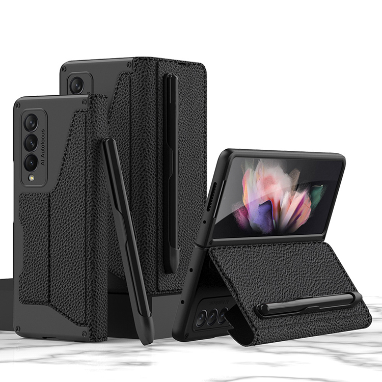Galaxy - Galaxy Z Fold3 Flip Cover with Pen リーダー Official Samsung Galaxy Z Fold 3 Wallet Case With S Pen - Black