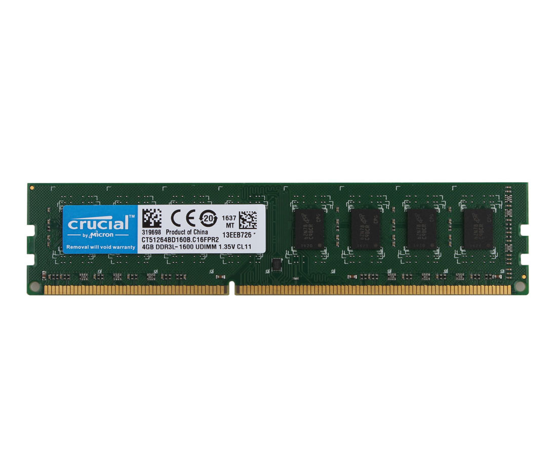 Mémoire RAM Crucial 4 Go DDR3L 1600 MHz PC3L-12800S SODIMM - Lot, Neuf (ouvert Mais Jamais Utilisé)