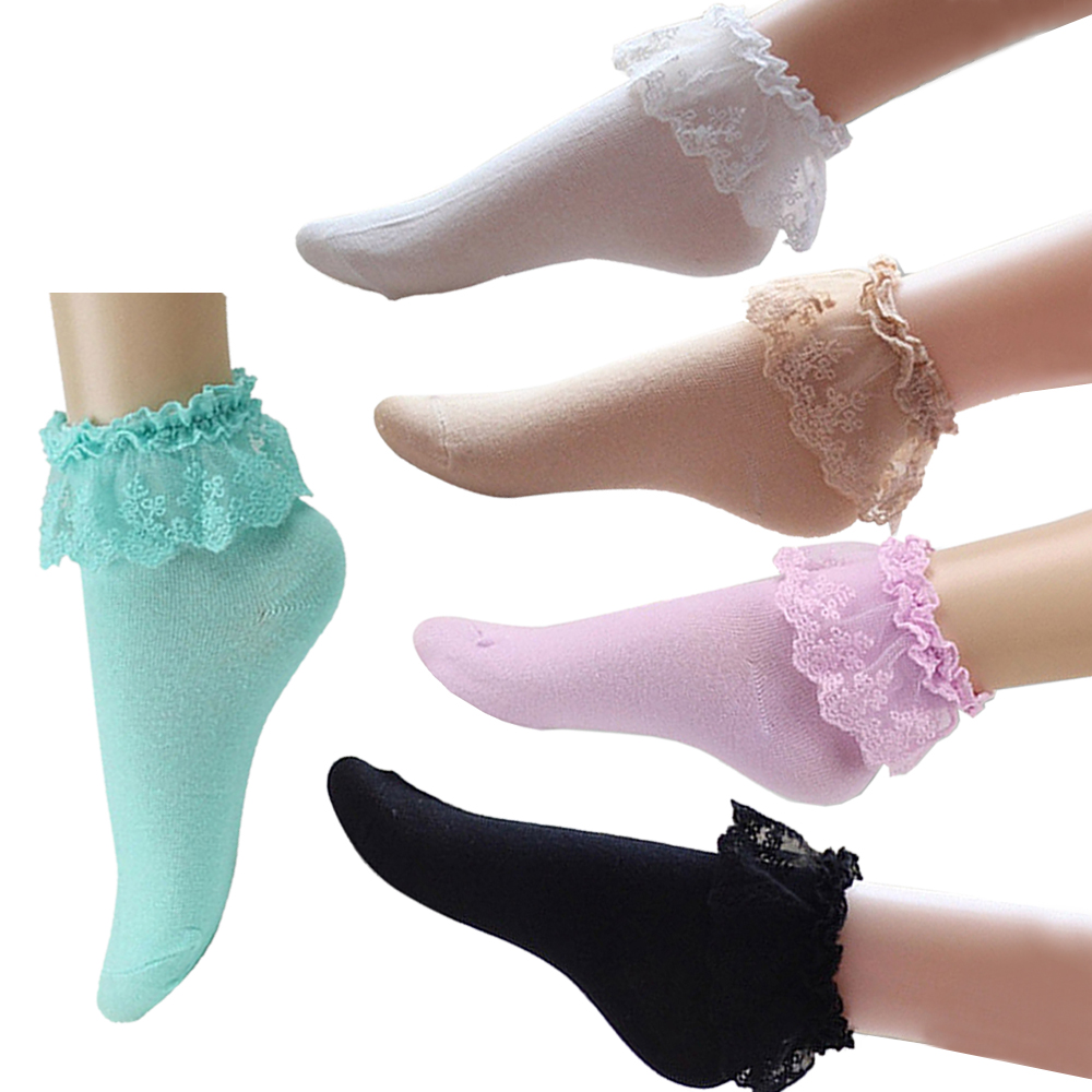 Fashion Sexy Vintage Lace Ruffle Frilly Ankle Socks Ladies Princess 