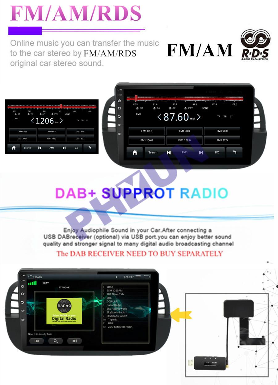 Janiste Android 12 Car Radio Multimedia Player For FIAT 500 2007-2015  Wireless Carplay Wired Auto