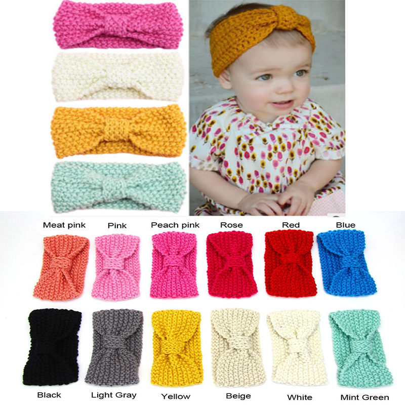Girls Baby Cute Kids Toddler Crochet Bow Headband Hair Band Accessories Winter