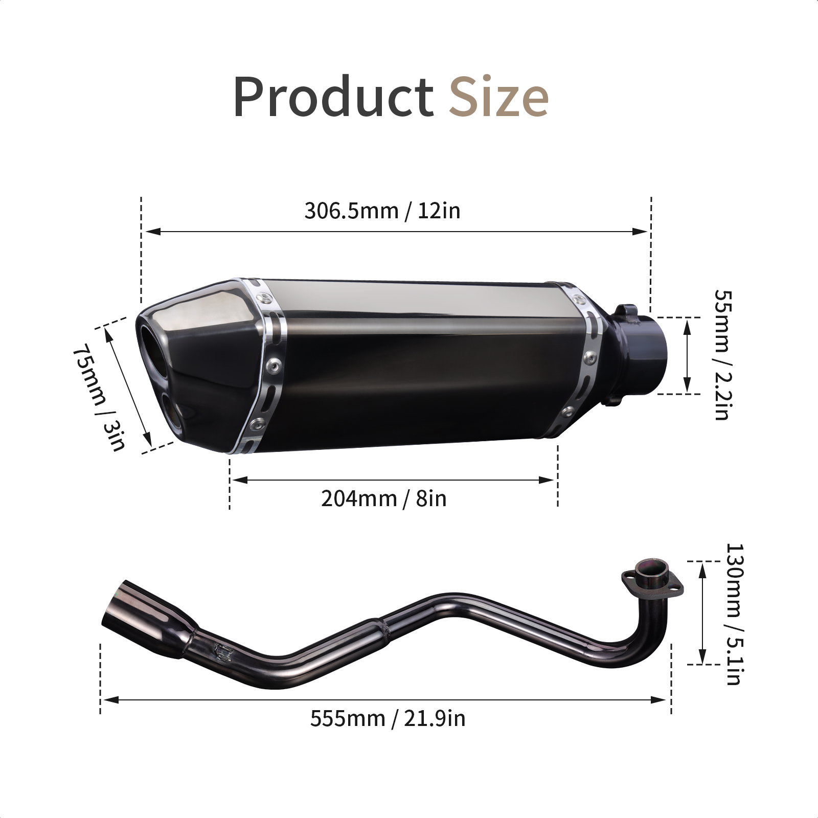 Low Mount Exhaust Slip-on Muffler Pipe Set for Honda Grom