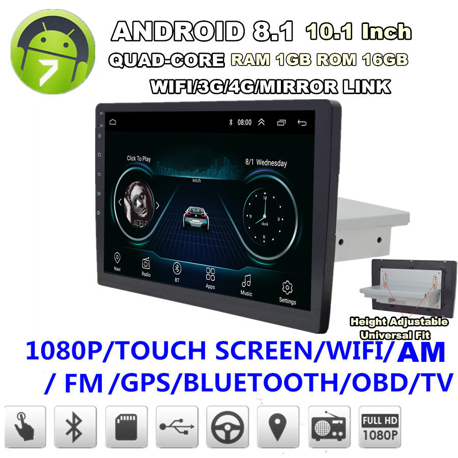 Single Din Android 8.1 10.1/" Car Stereo Radio GPS WiFi 3G 4G BT DAB Mirror Link