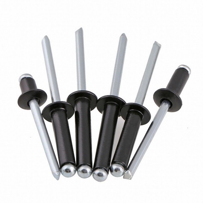 50100pcs Aluminum Blind Rivets Pop Rivets Dome Head Open End Black M2