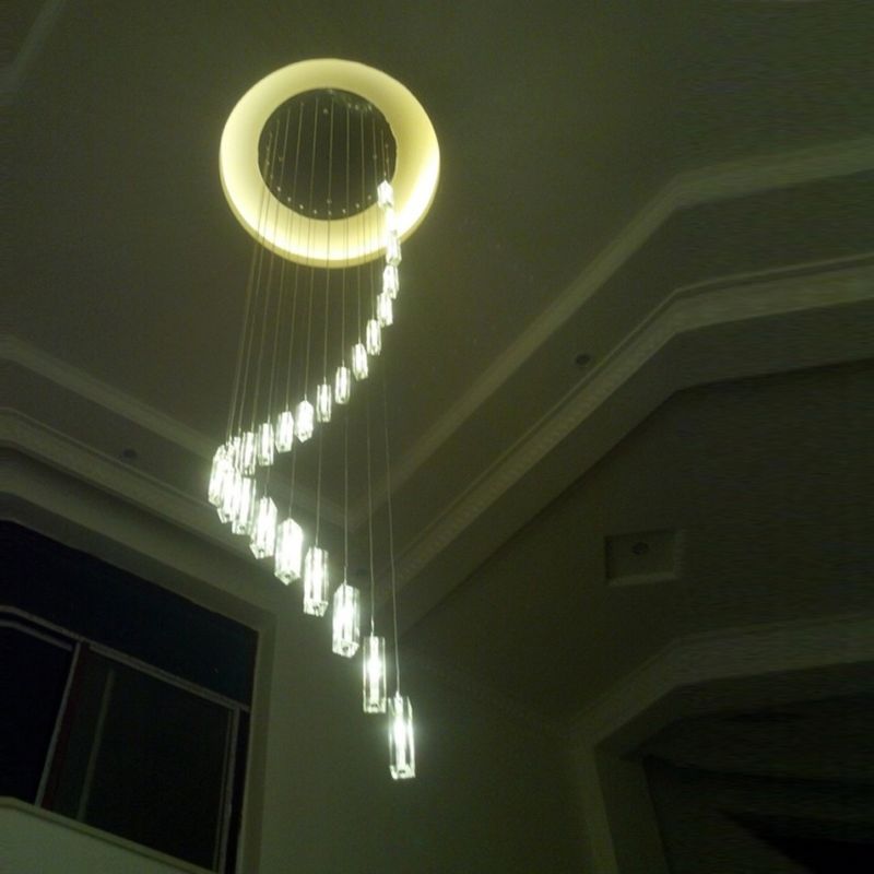 Details About Modern Stairwell Led Crystal Chandelier G4 2 5 3m Long Large Stair Light Fixture