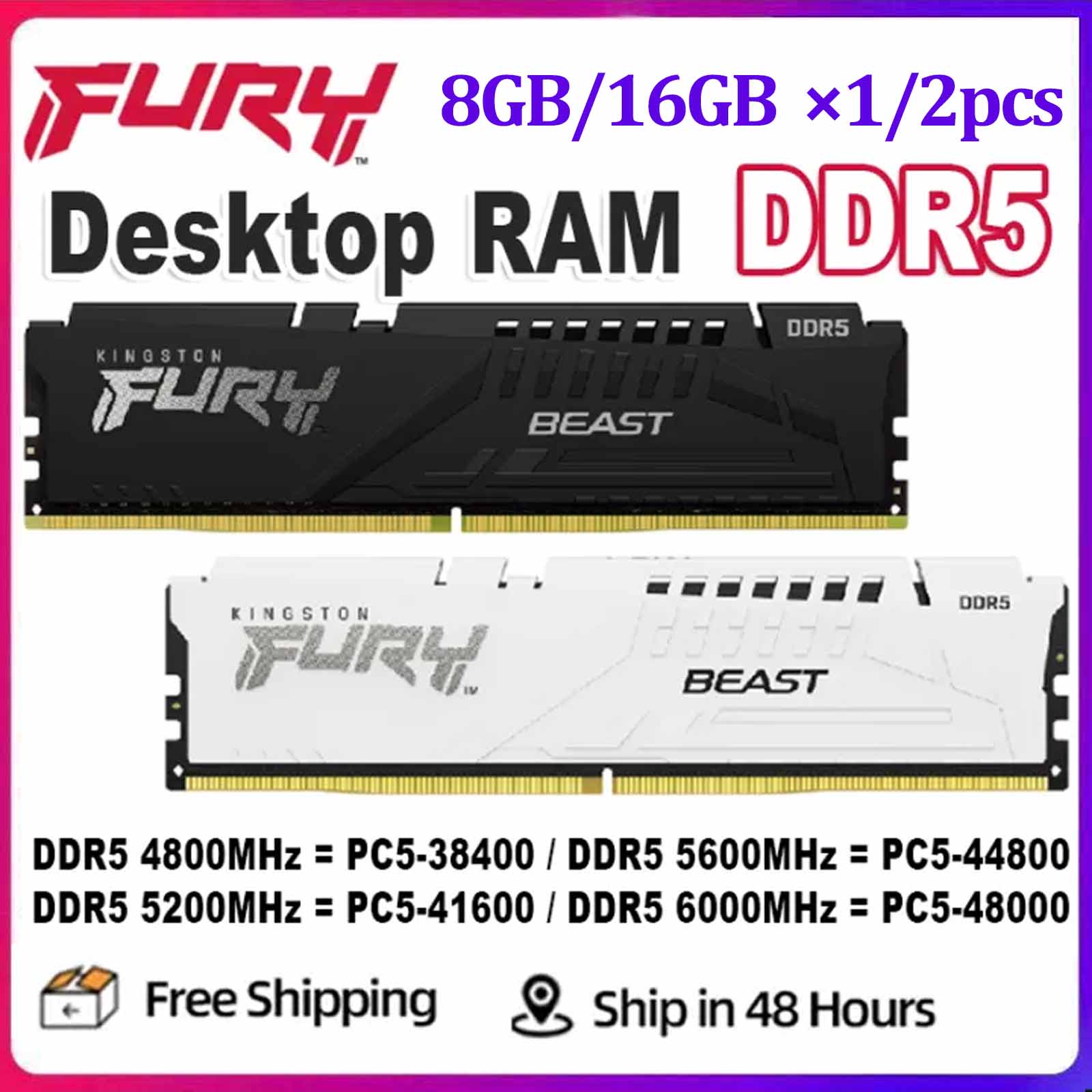 Mémoire RAM DDR5 Kingston FURY SO-DIMM Pour PC Portable - 8GB à 64GB, 4800-5600 MHz