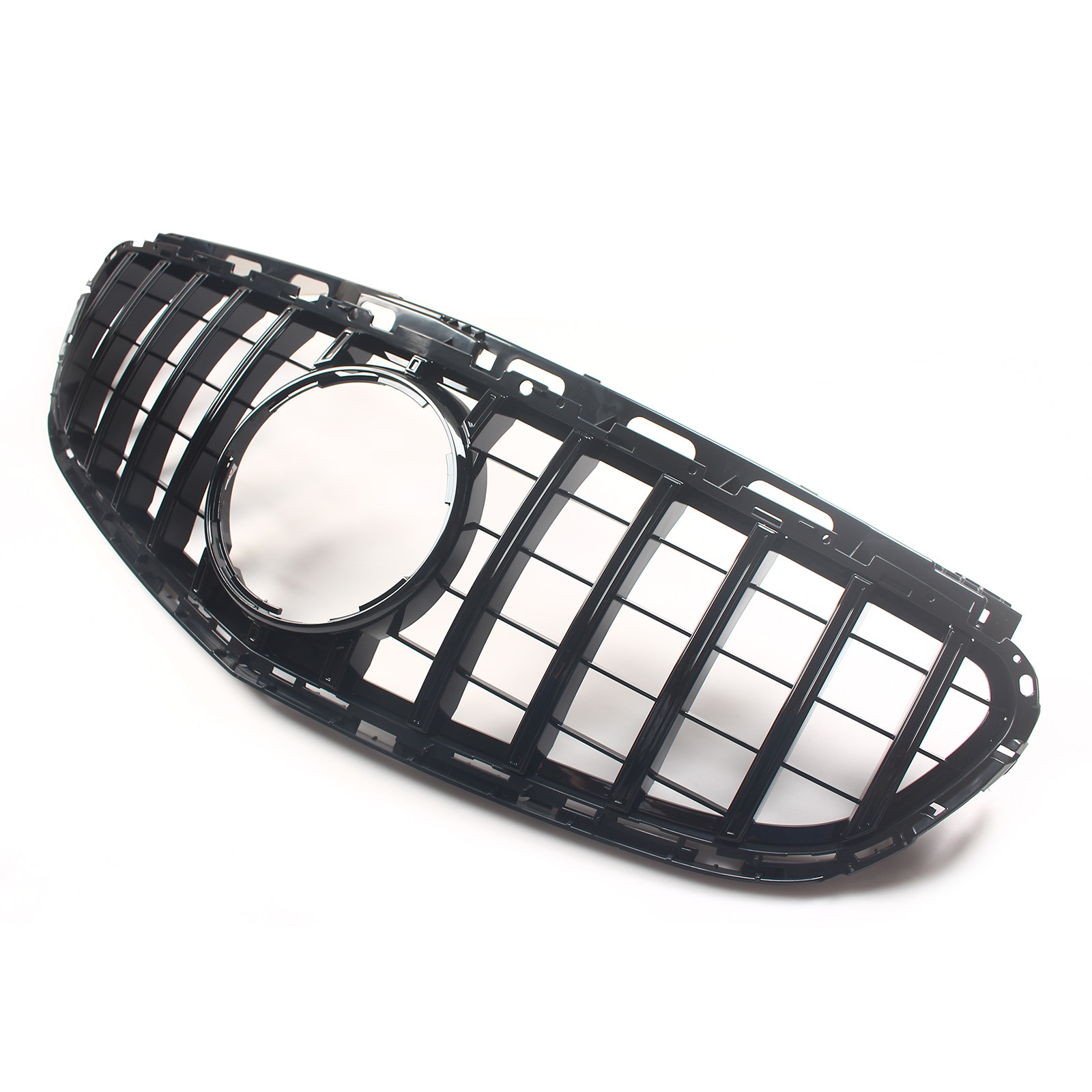 Front Bumper Grille Grill Shiny Black For Benz 14-16 E-Class W212