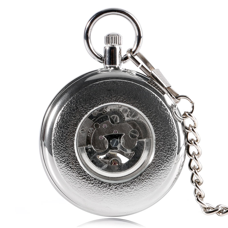 SHUHANG Automatic Self Winding Pocket Watch Silver Tone Open SHUHANG Automatic Self Winding Pocket Watch Silver Tone Open