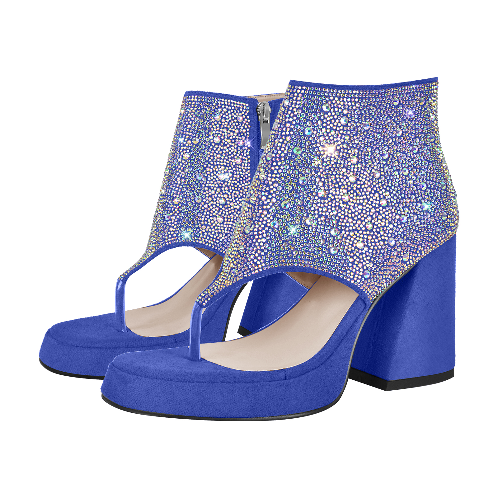 【NONCODE】Pone open toe see-through boot sandals Chunky High Heel Thong Sandals Flip Flops Open Toe Slippers
