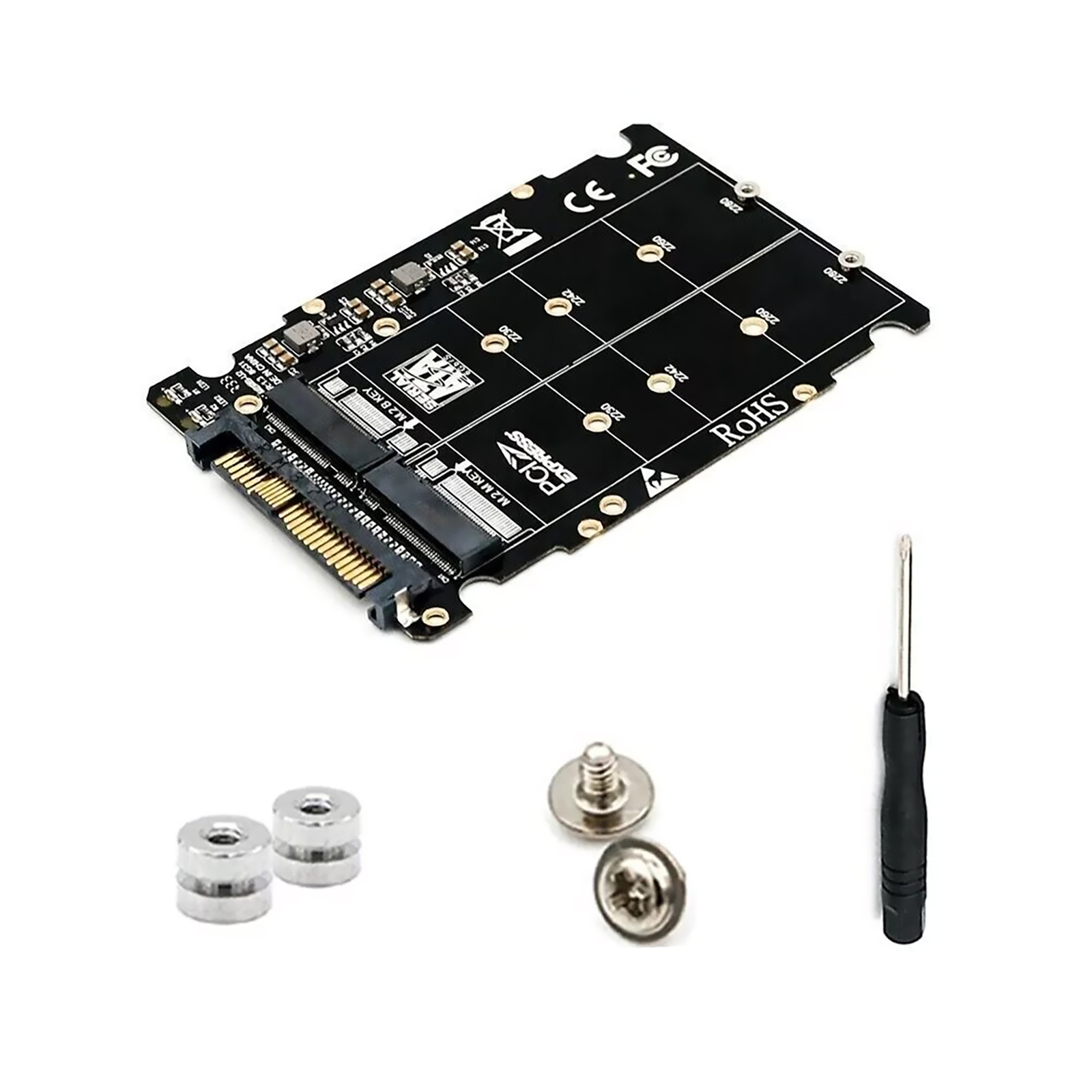 M.2 NVME SSD Key M + NGFF SATA SSD Key B to U.2 SFF-8639 Adapter