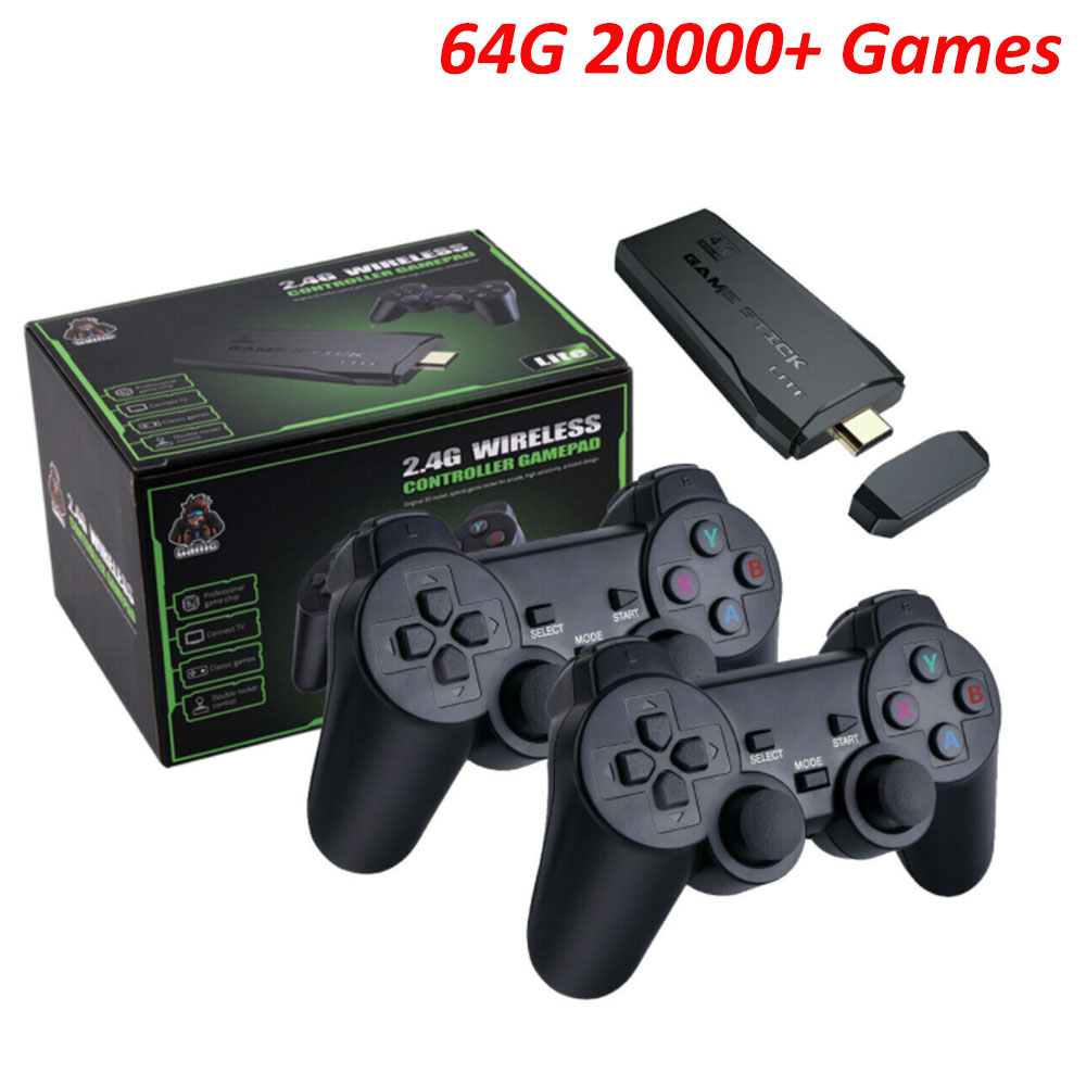 4K HDMI Retro Game Console Plug&Play 20000+ Video Game Stick Controllers  Gamepad