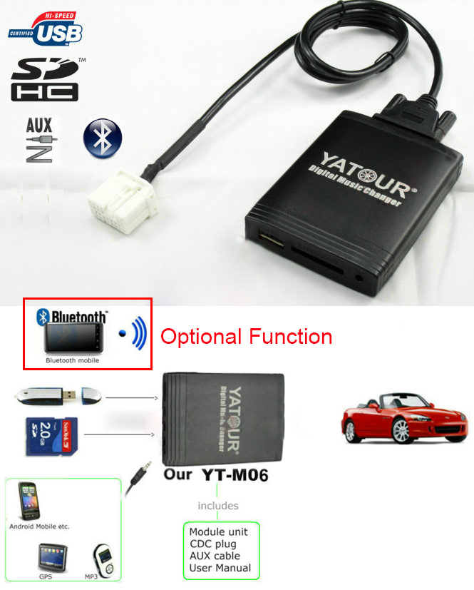 Bluetooth USB SD mp3 cambiador CD 12-pin para audi Radio Chorus Concert Symphony 3